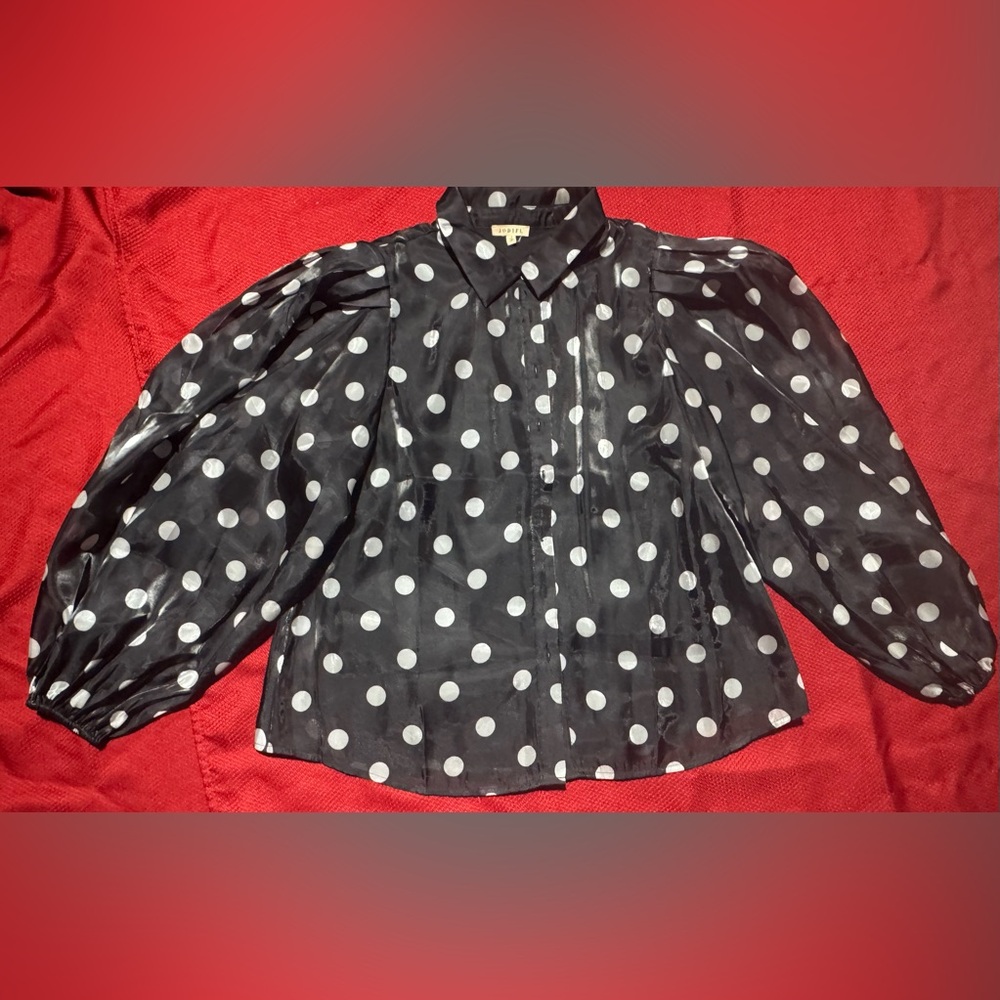 JODIFL Black and White Polka Dot Blouse